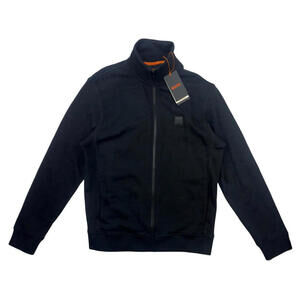 Hugo Boss Zestart Jersey Cotton Zip Logo Sweatshirt Jacket Black Size M